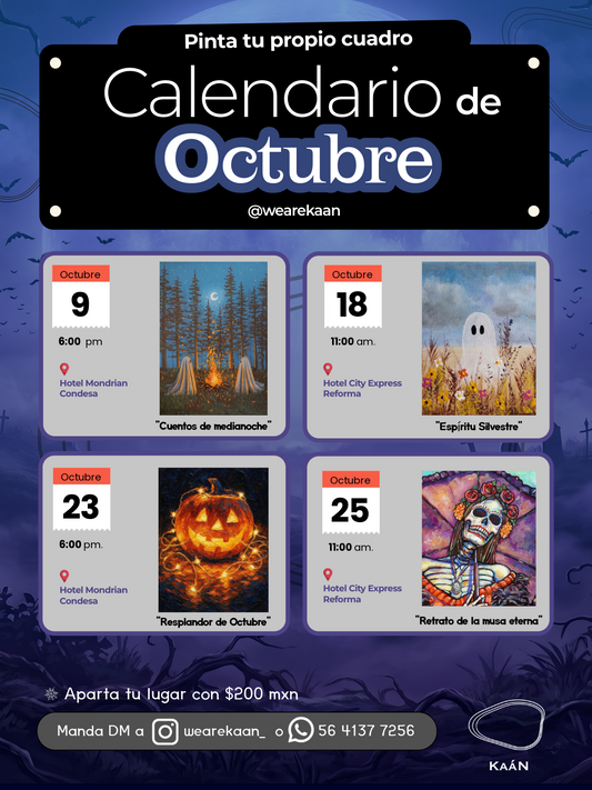 Calendario de talleres para Octubre